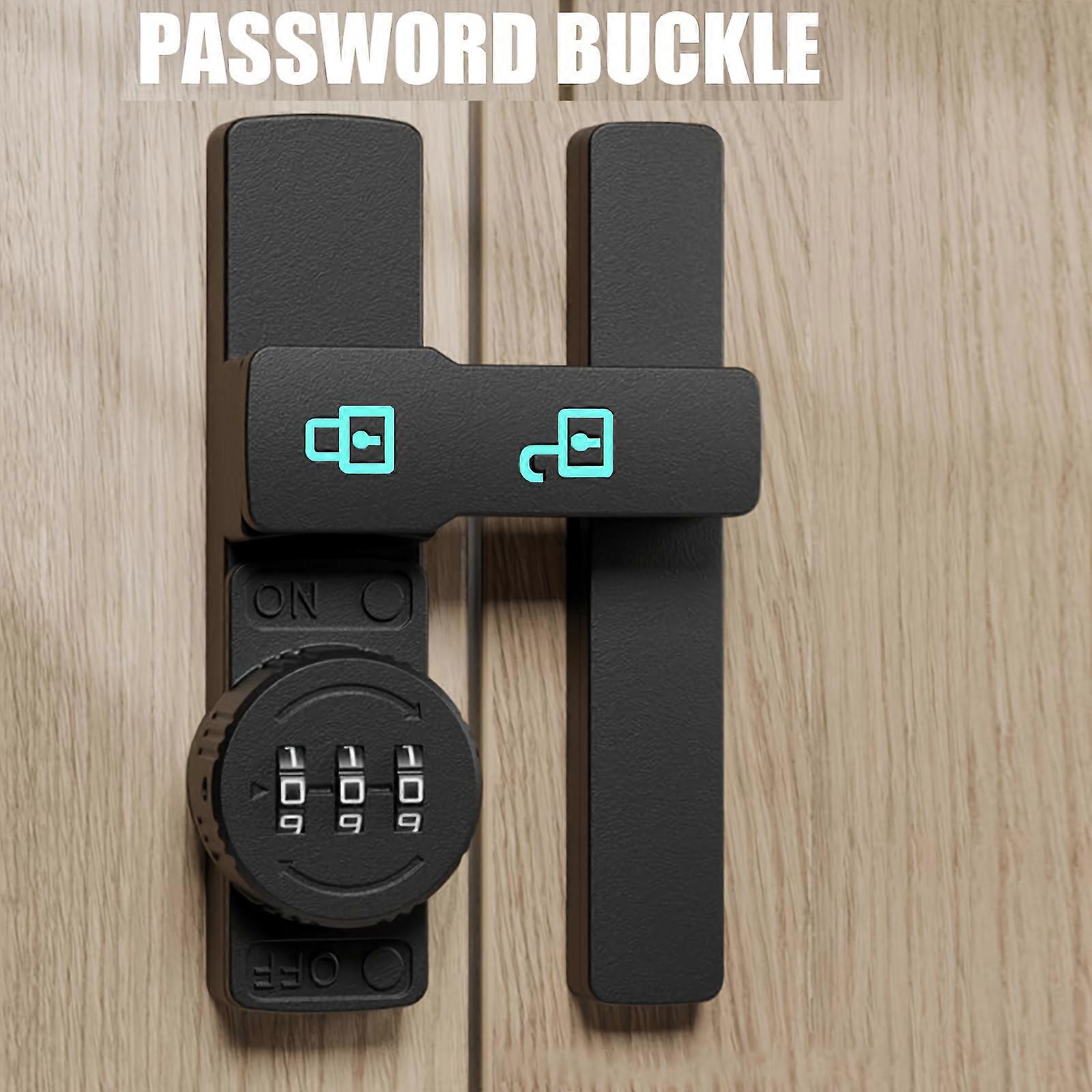 Password Door Lock and Deadbolt 180 Degree Sliding Barn Door Lock with 3-Digit Combination Lock Luminous Sign Window Lock Bolt