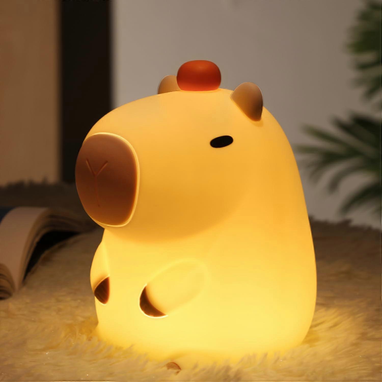 Capybara Night Light Silicone LED Lamp with Touch Sensor Rechargeable Cute Nursery Decor for Kids