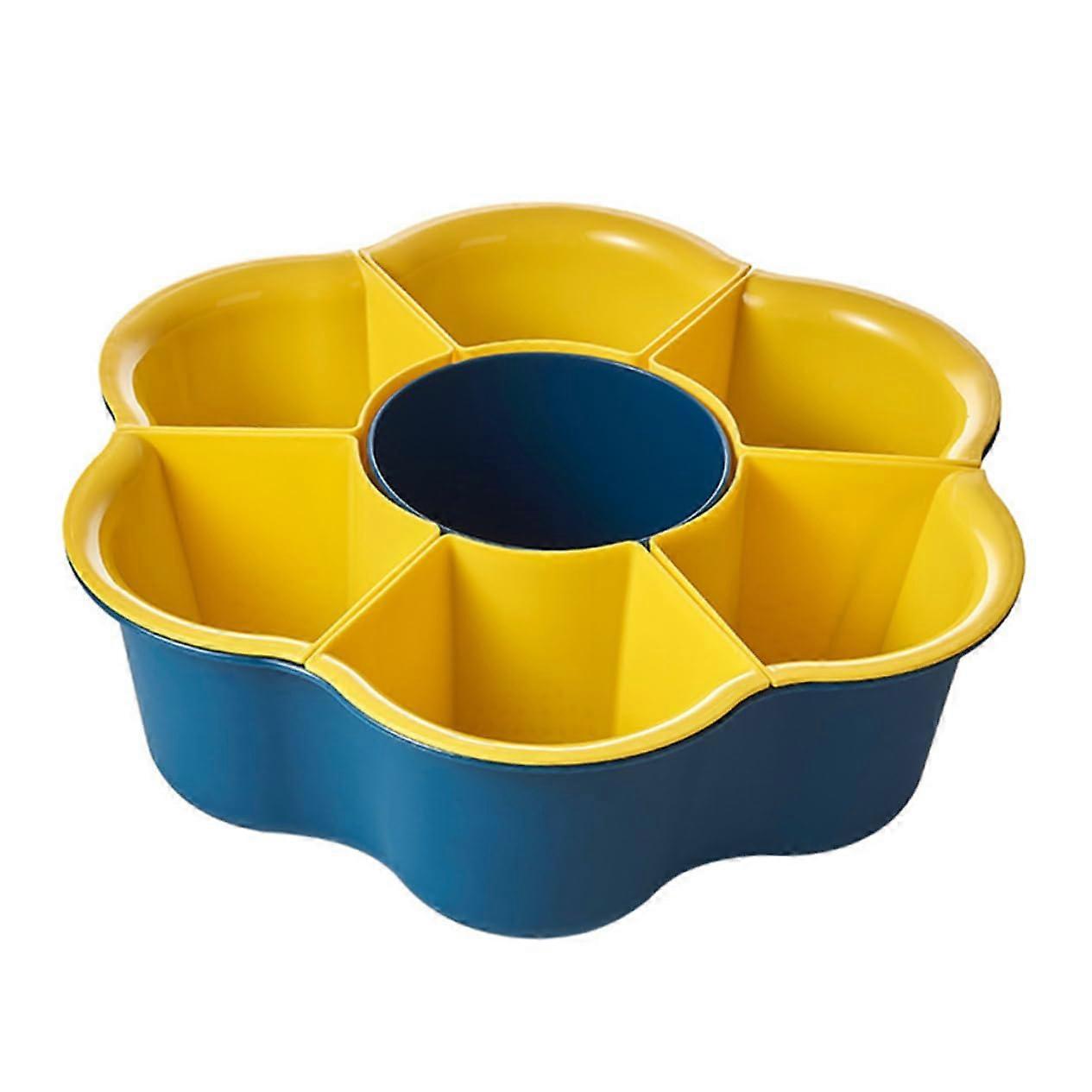 Rotating DoubleLayer Drain Basket with Five Compartments for LargeCapacity Kitchen Vegetable and Fruit Straining