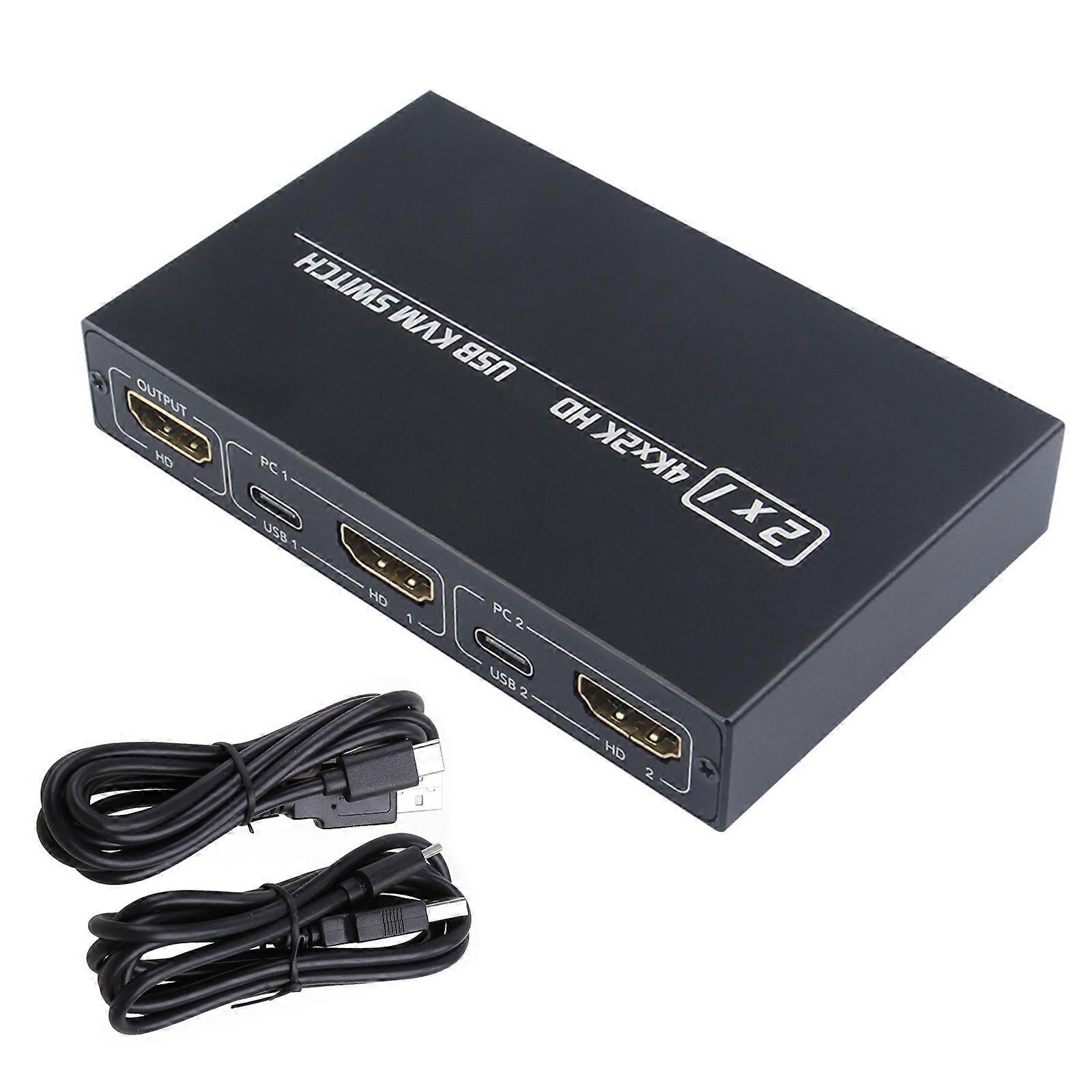 HDTV USB KVM Switcher High Performances 4K 30Hz Video Source Seamlessly Switching Device Builts in Automatic Adjustment Multicolor