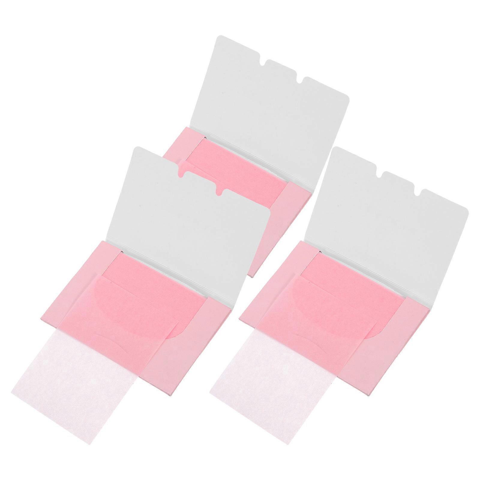 Pink Flax Oil Absorbing Sheets for Face Use 300pcs with Aloe Fragrance in Portable Box 3 Boxes