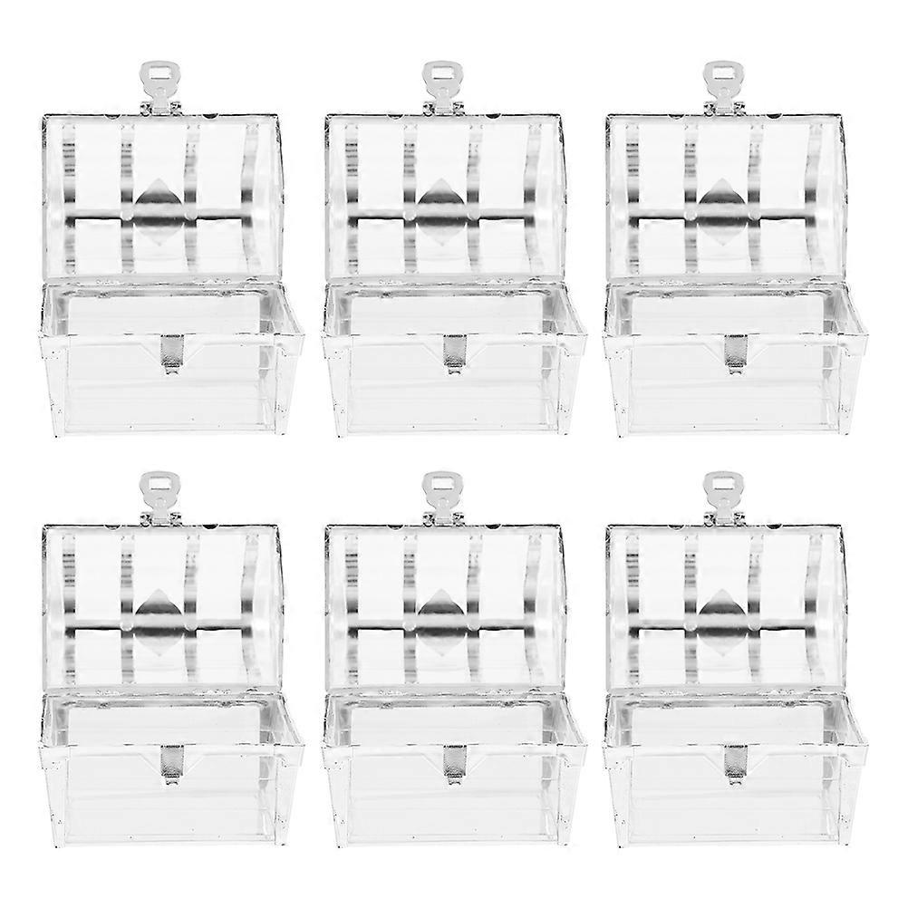 Silver Treasure Chest Candy Boxes for Wedding Storage 6Pcs Plastic Set