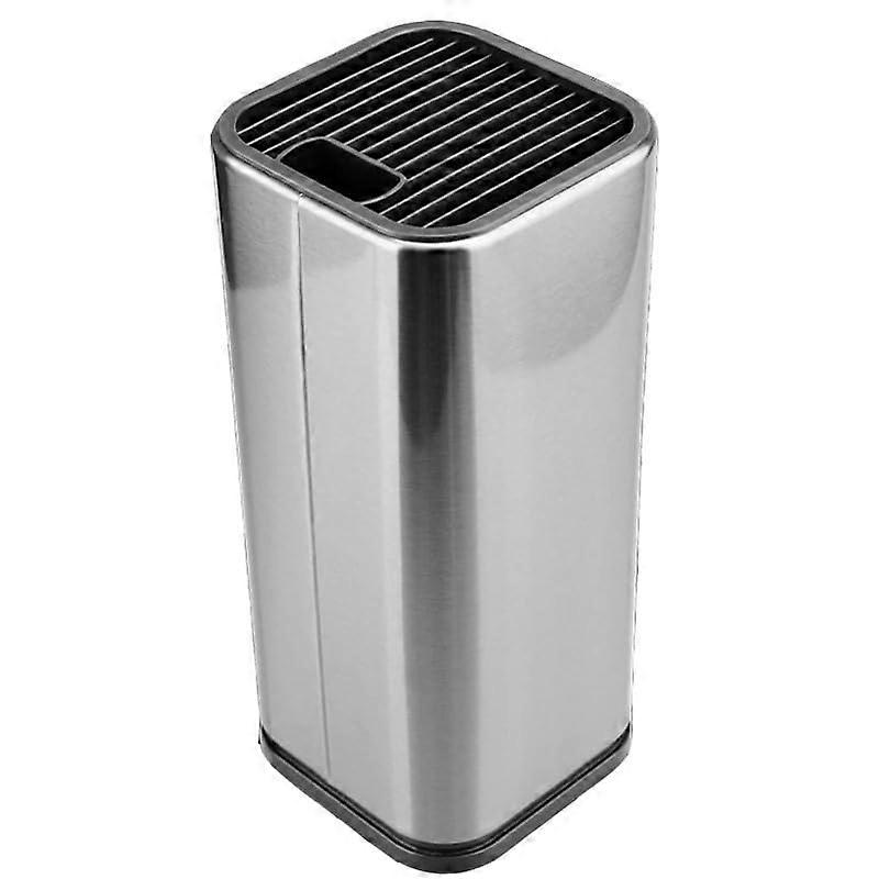 Stainless Steel Universal Knife Block with Utensil Holder, Compact Countertop Organizer with Drainage