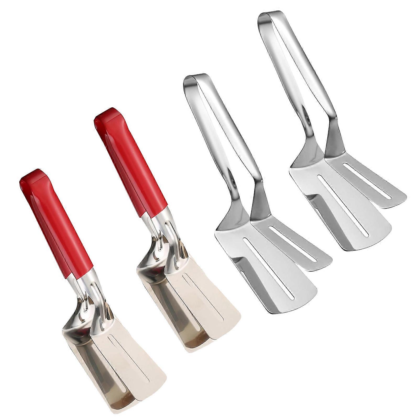 Professional Stainless Steel Meat Turner for Restaurant Use Barbecue Spatula Grill Clamp with Extended Handle Multicolor