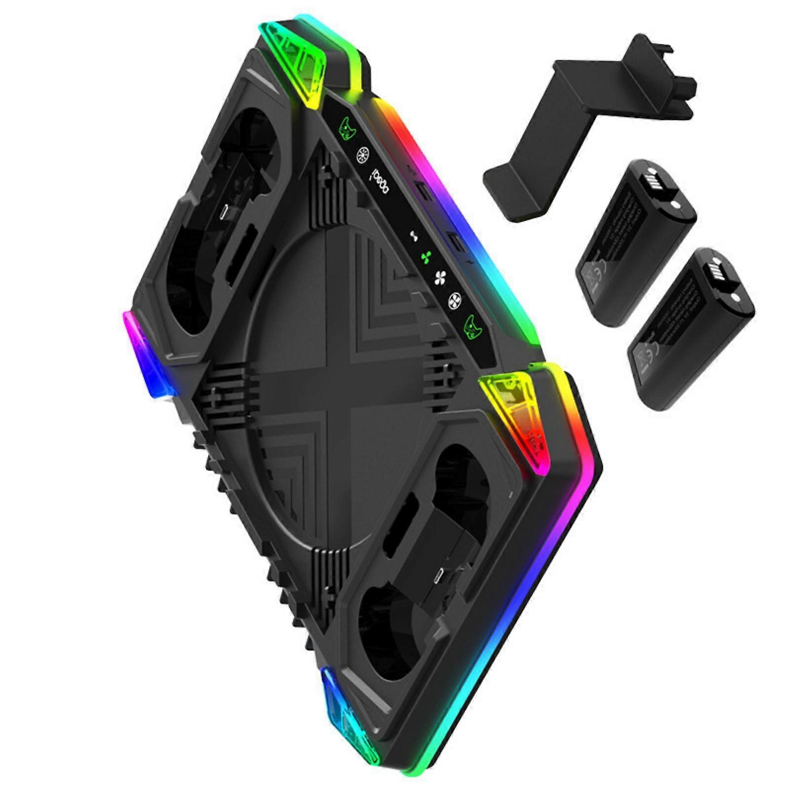 Cooling Fan Charging Base for Series Console & Controller Vertical Cooling System with Headphone Holder Light Multicolor