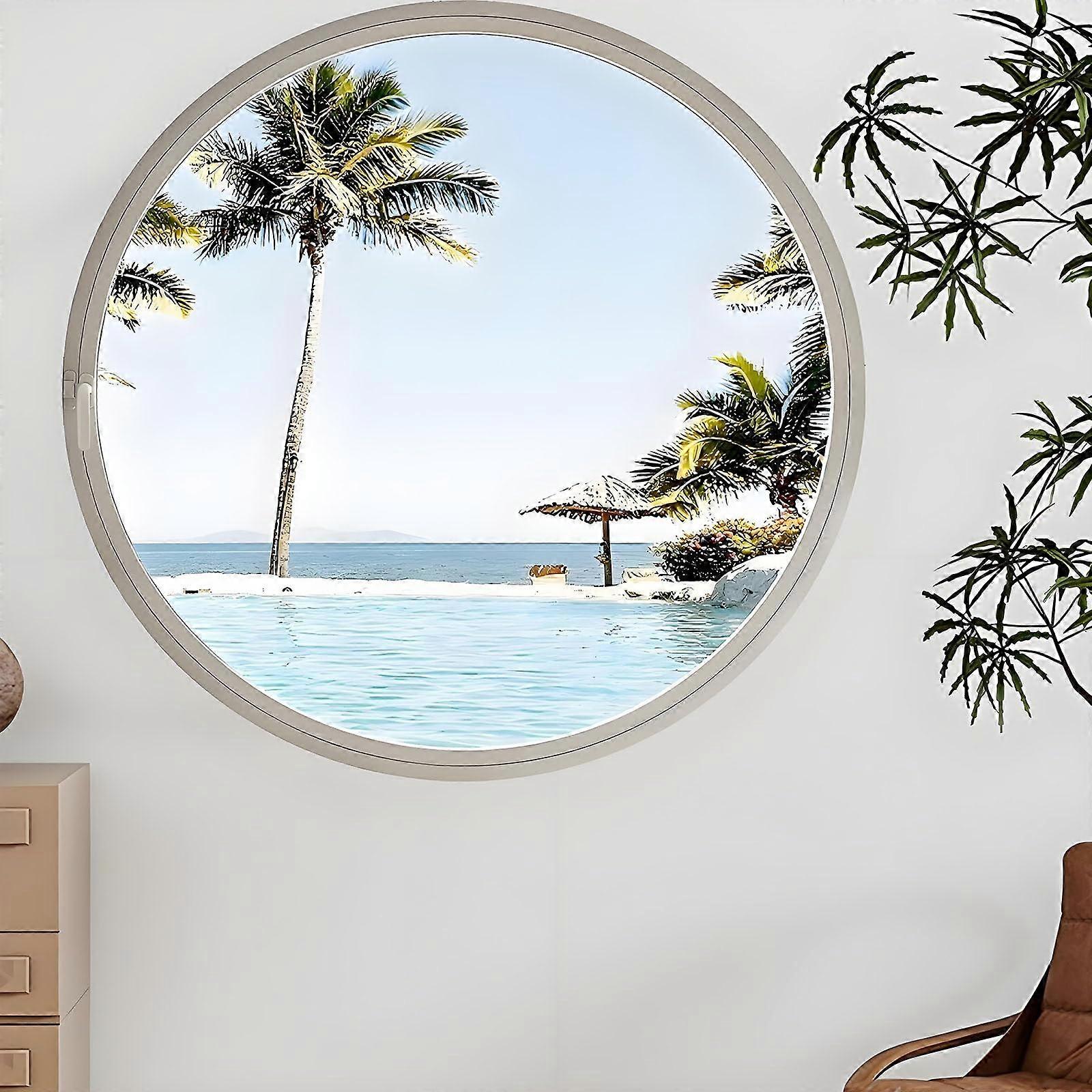 Round Rotating Porthole Window 50cm with 360° Tempered Glass and Aluminum Frame for Shed or Boat