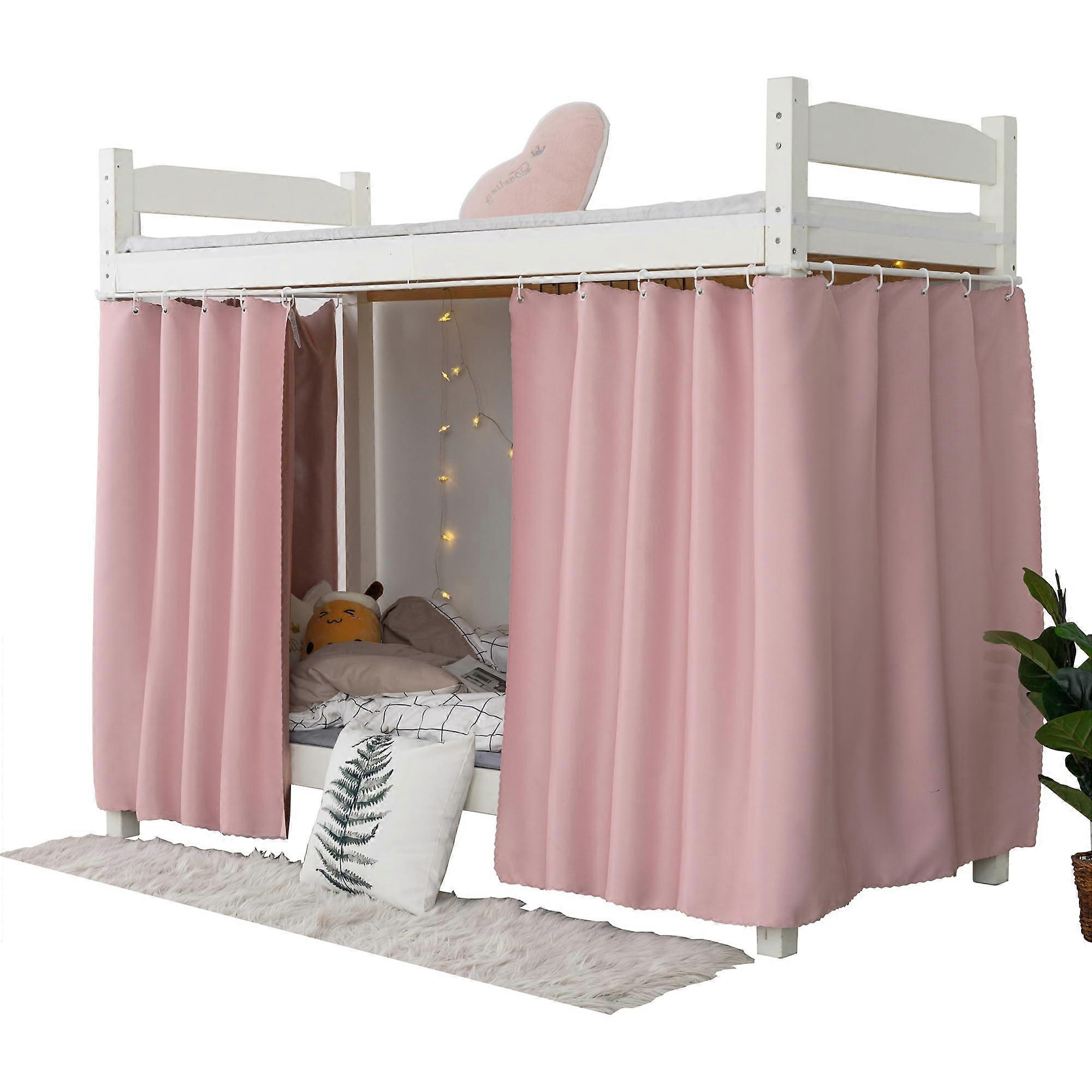 Blackout Bunk Bed Curtain Panels for Twin Bottom, Pink Canopy with Light Blocking Privacy, 2 Pack