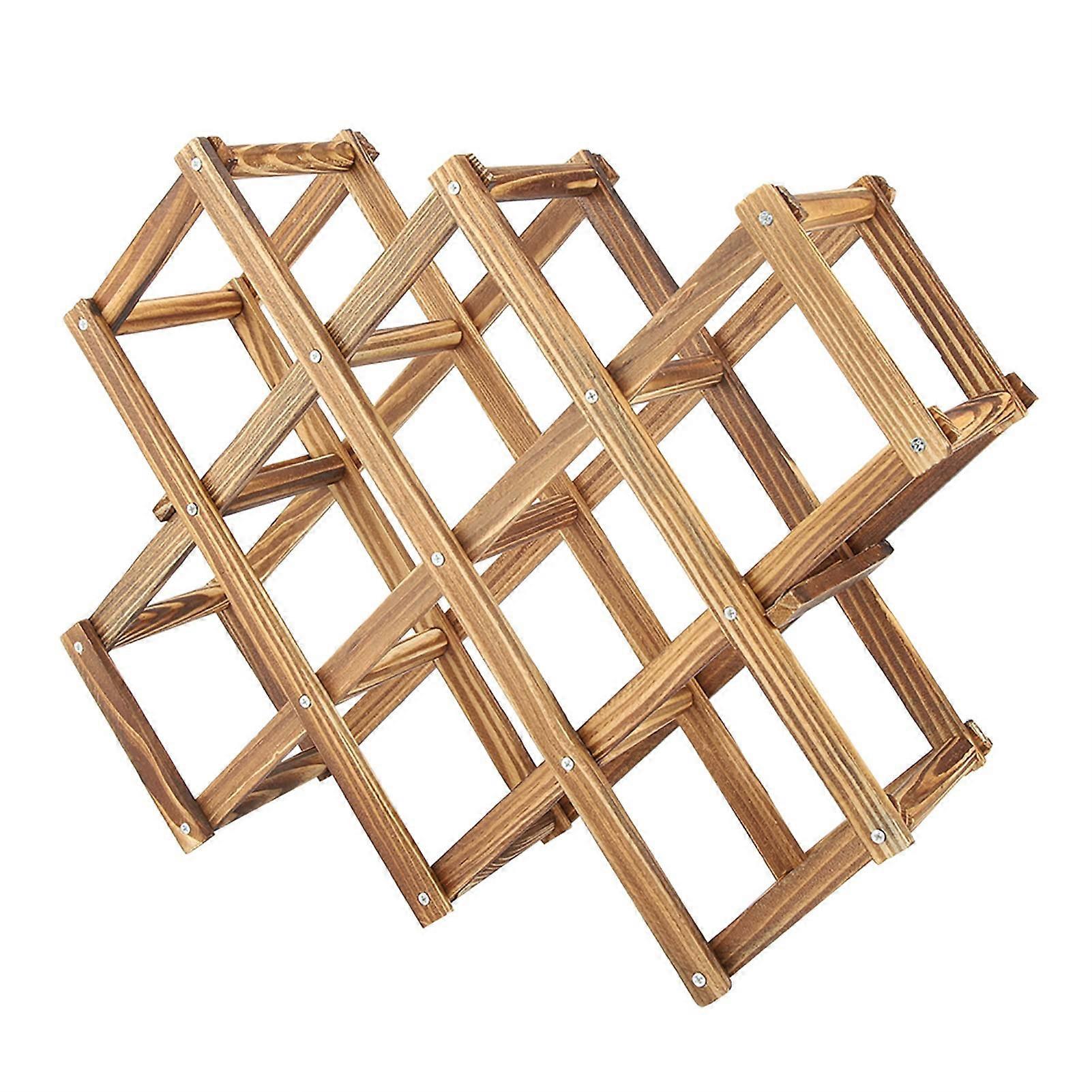 Foldable Wooden Wine Rack 10 Bottle SpaceSaving Holder Shelf for Home and Elegant Display
