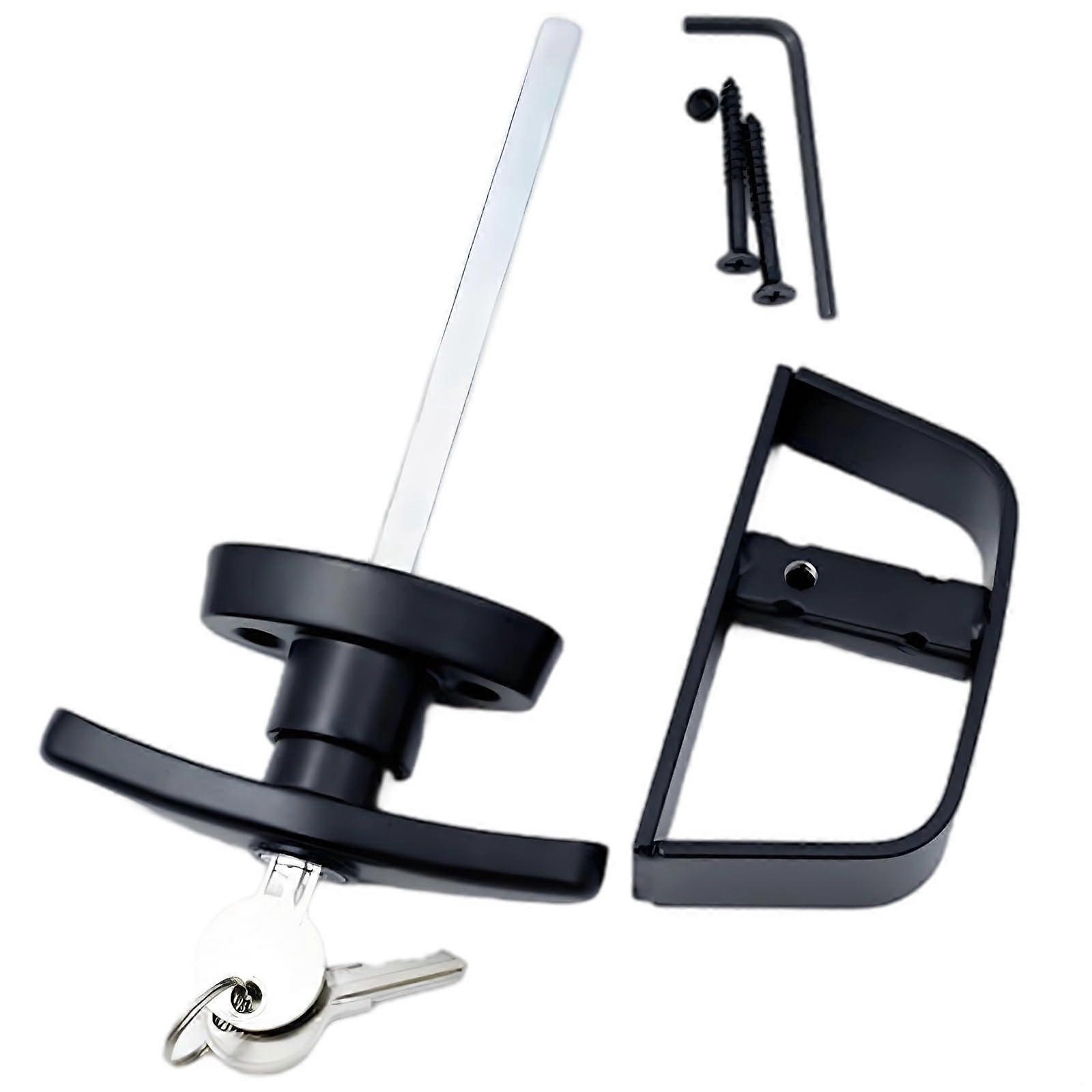 Durable Zinc Alloy T Handle Lock with Keys, Black Coated Shed Door Security Latch 4.5 In