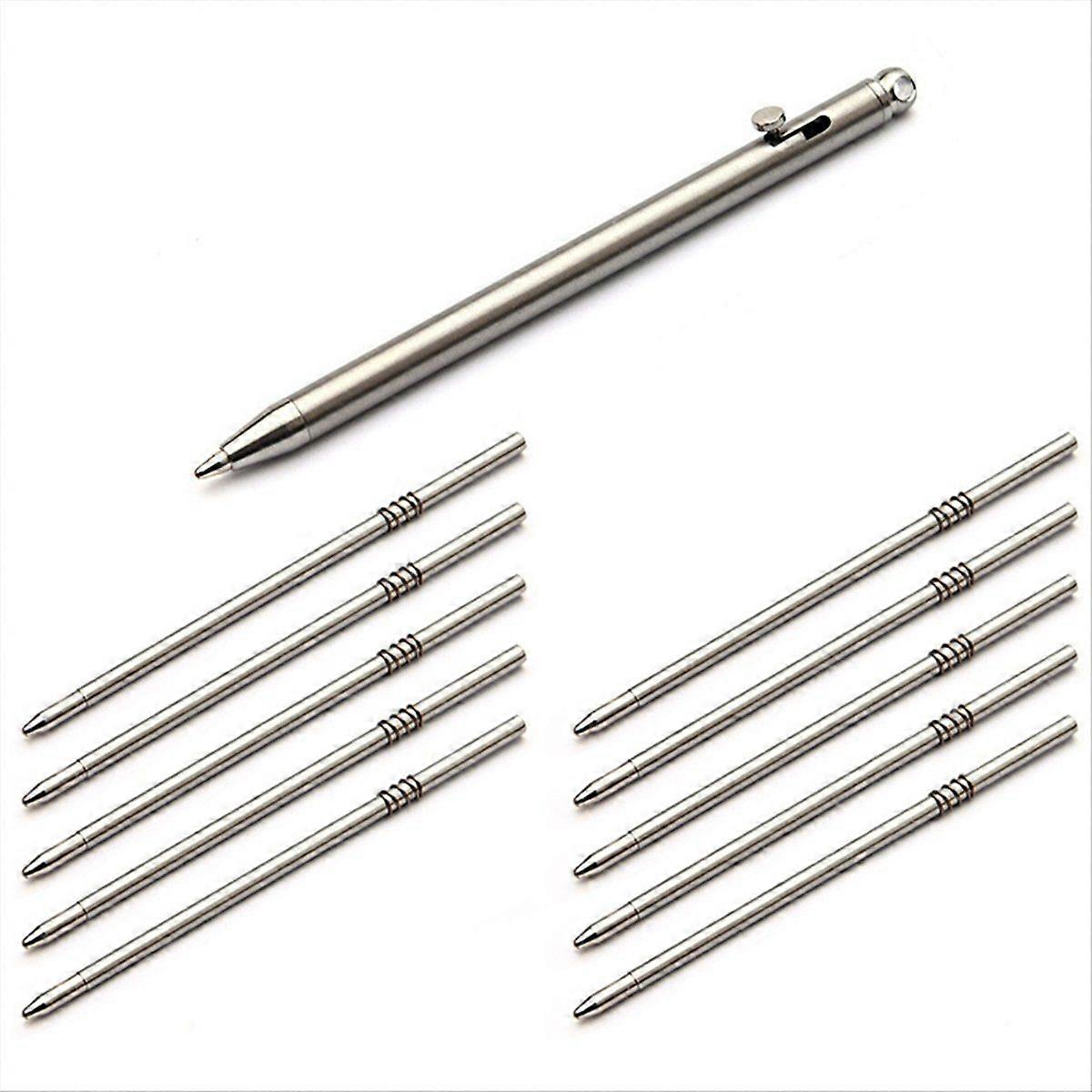 Titanium Bolt Action Mini Ballpoint Pen Portable Pocket Pen with Replacement Refill for Office Signature Writing Tool A