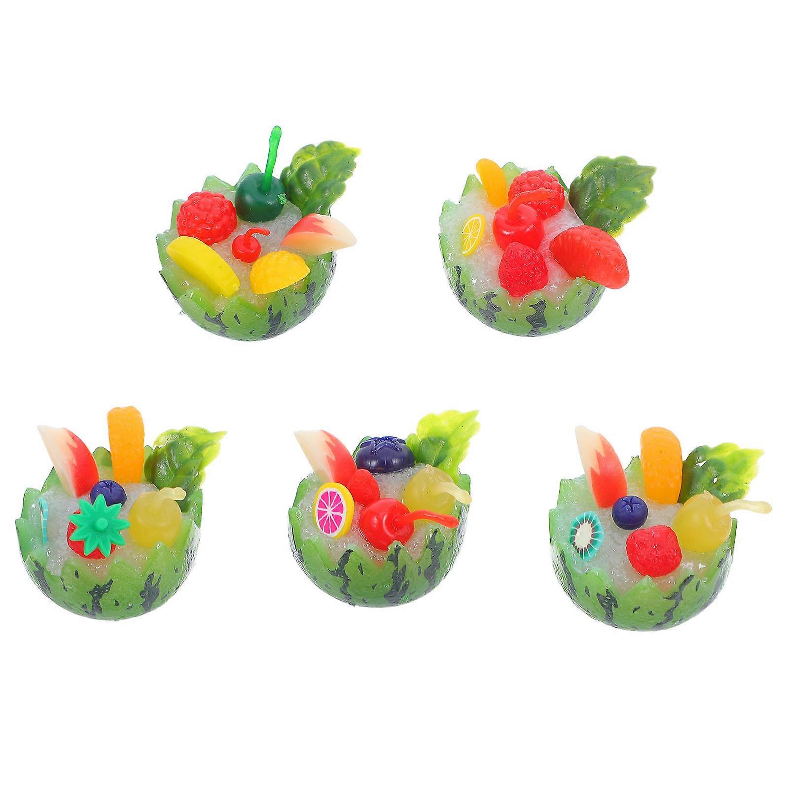 Fruit Decor Mini Fake Watermelon Bowl Artificial Fruit Set for Decor 5Pcs