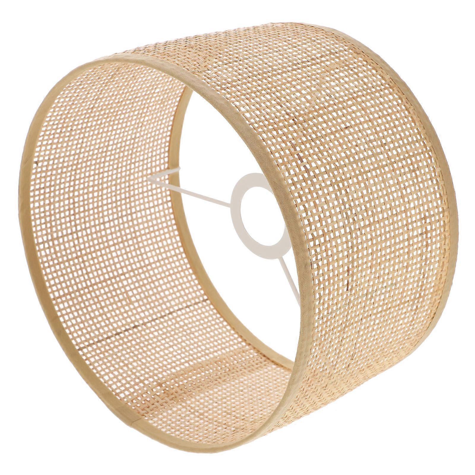 Rattan Woven Lampshade Decor Rustic Style Square Grid Light Diffusion 25X25X15CM 1Pcs