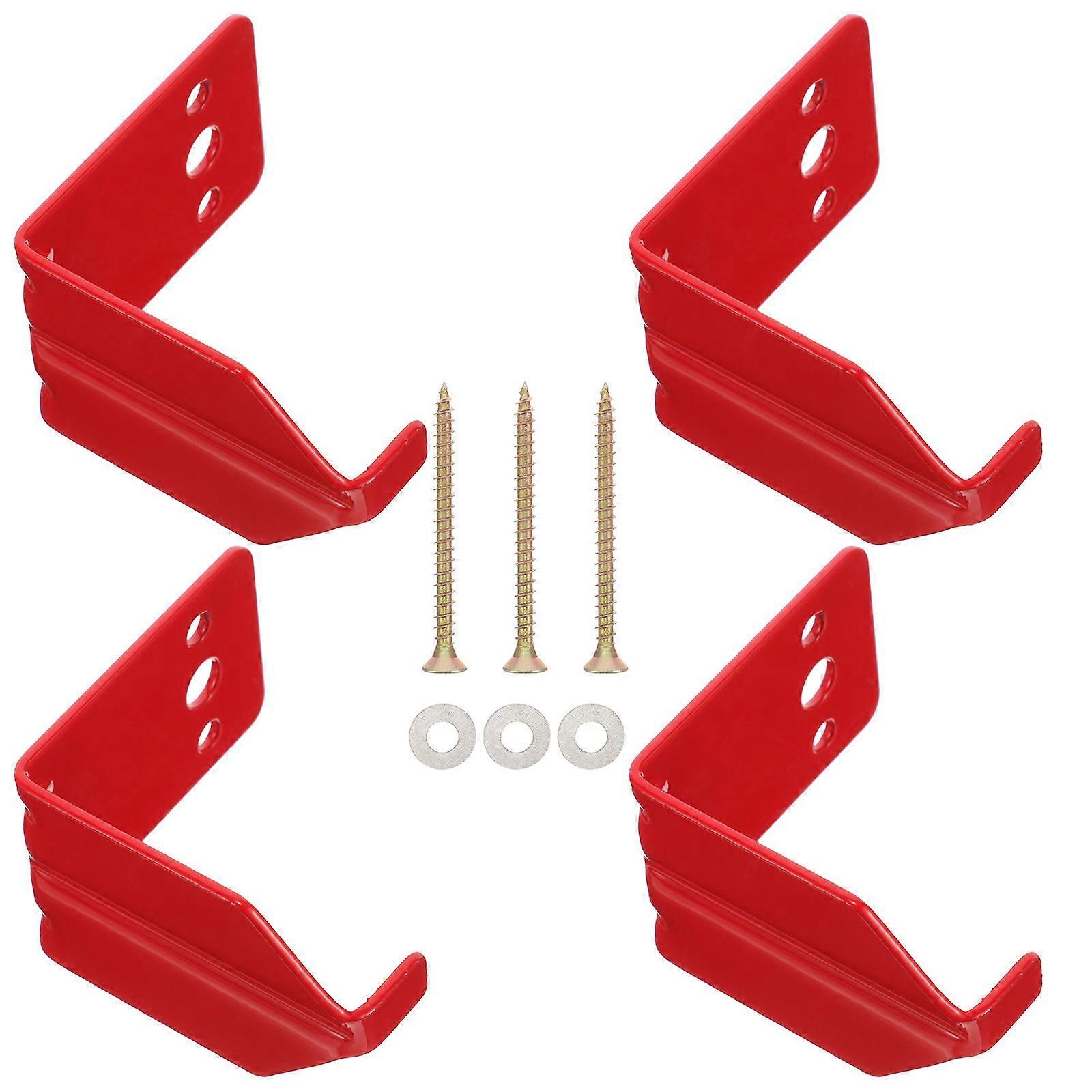 Red Fire Extinguisher Mount Brackets for Home 4Pcs Iron Hooks