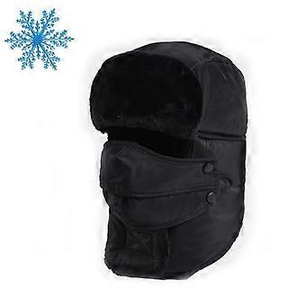 Men's winter hat, women's windproof face mask ski hat, suitable for snowboarding and ice skating (56-60 cm,black)