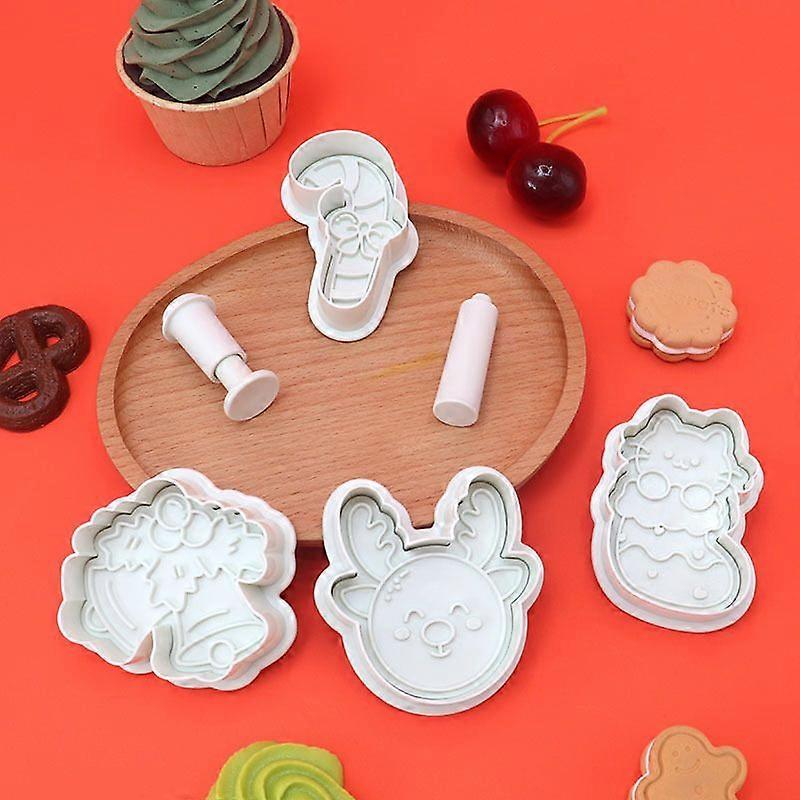 4pc Christmas Cookie Mold Set Biscuit Cutters Baking Press Stamp Molds