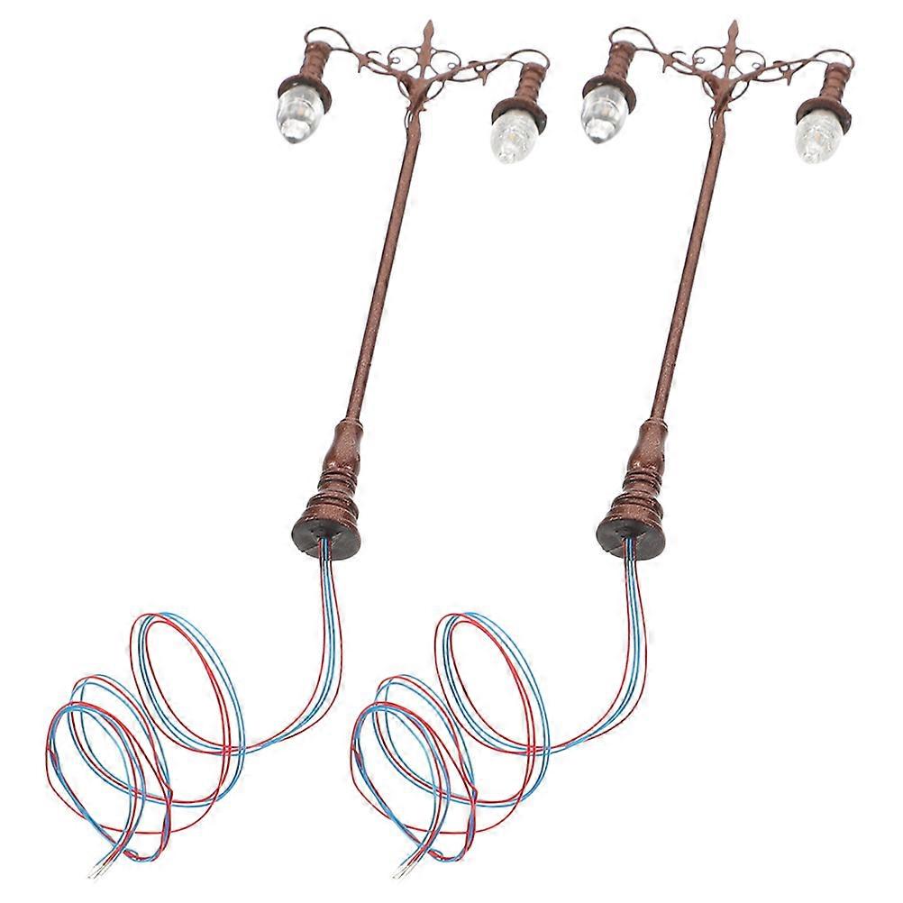 Miniature Yard Light Model for Decoration 4Pcs Light Brown Mini Lamp Set