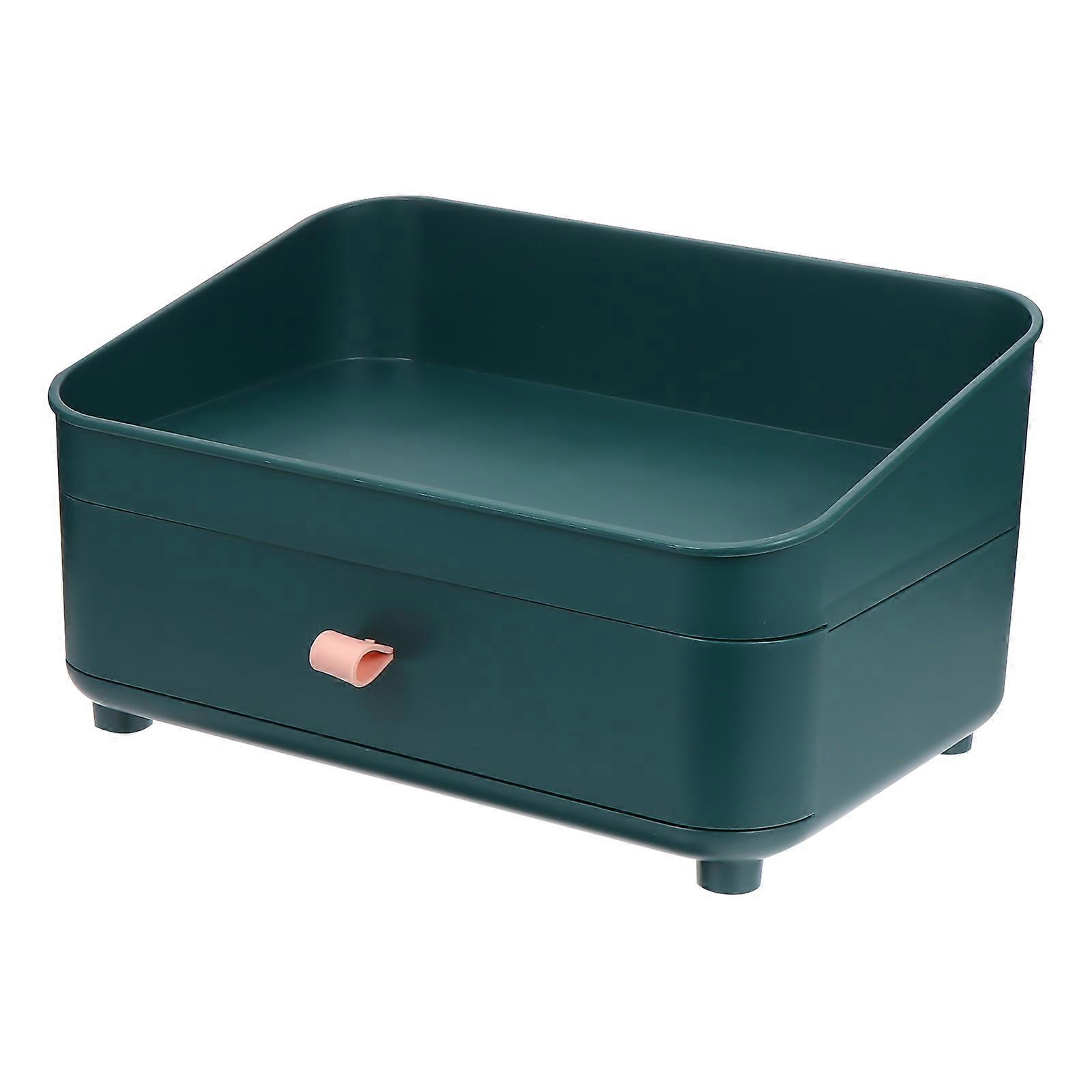 Makeup Organizer Box for Storage 1Pcs Green Plastic Holder for Vanity Countertop