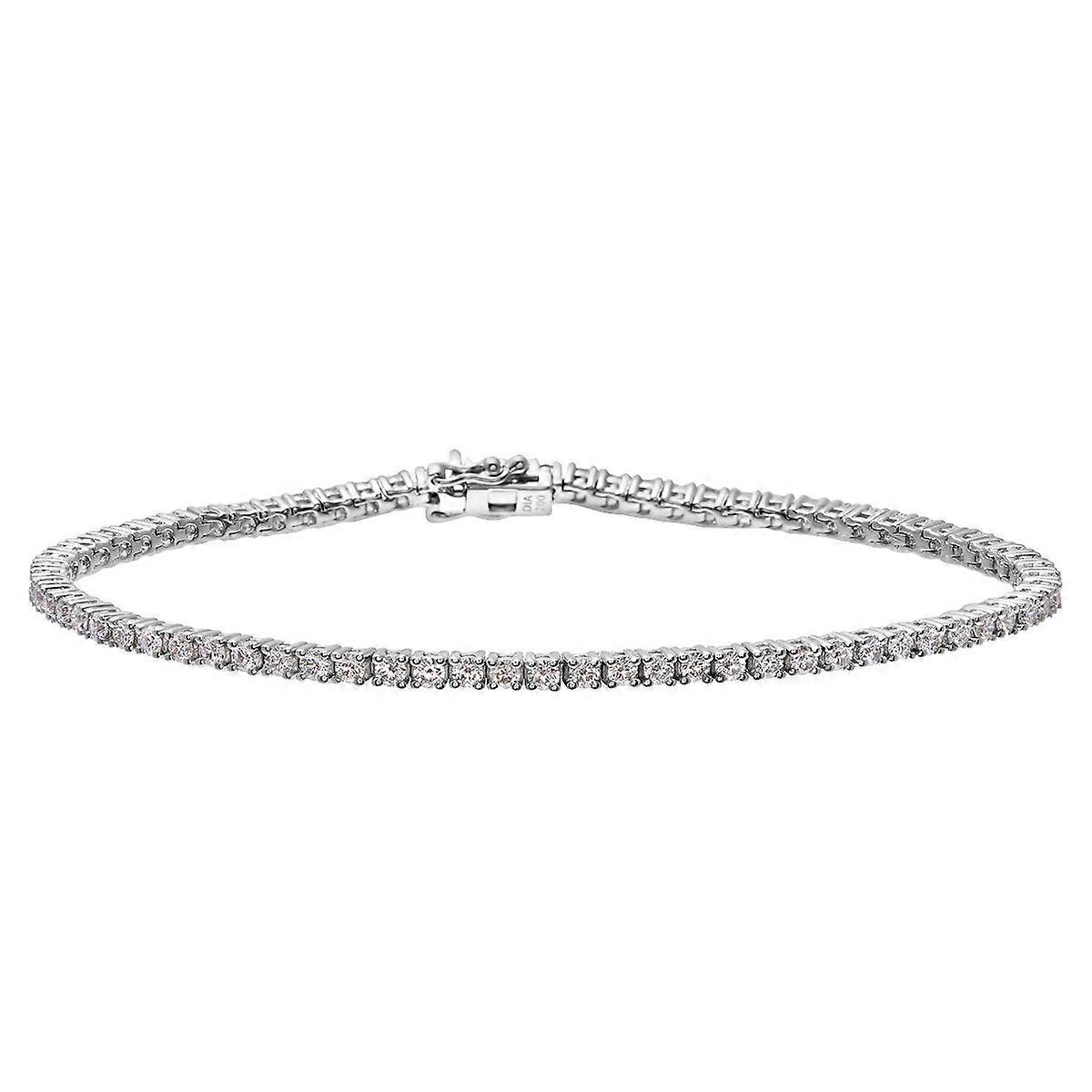 Jewelco London 18ct White Gold Round 3ct Diamond Tennis Tennis Bracelet 7.25 inch 18.5cm