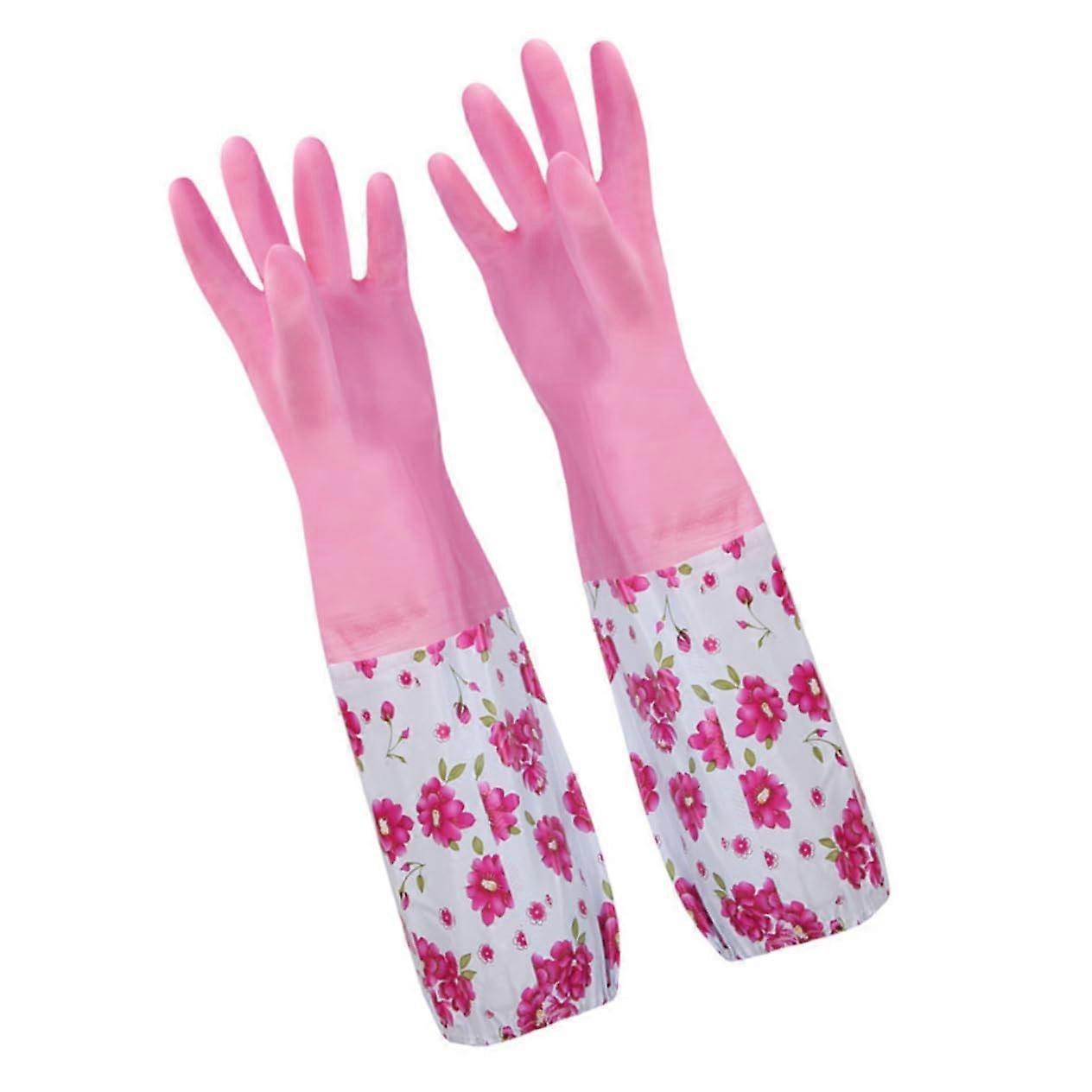 Reusable Long Cuff Dishwashing Gloves Waterproof Comfortable Protective for Kitchen Cleaning