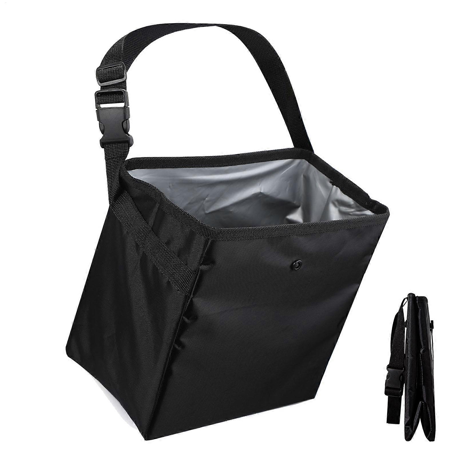 Large Capacity Waterproof Car Trash Can 8.5L Foldable Hanging Garbage Bin with Adjustable Strap