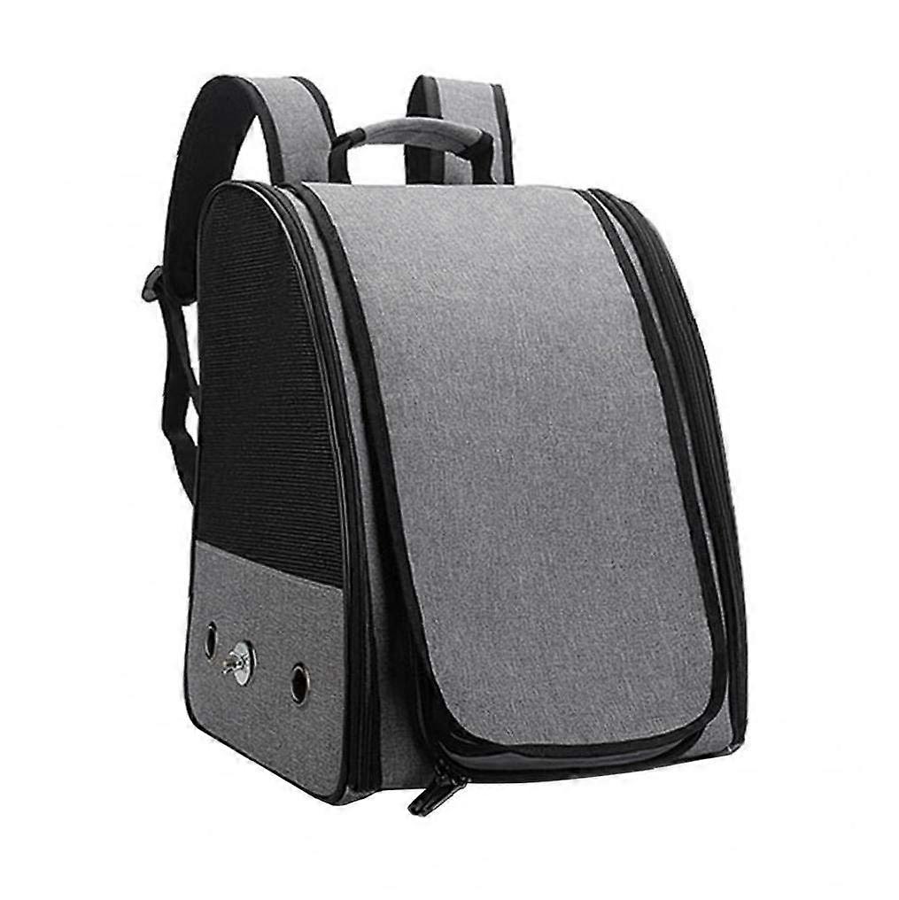 Bird Carrier Backpack with Stand for Parrots, Lightweight Breathable Canvas, Ventilated Window, Grey
