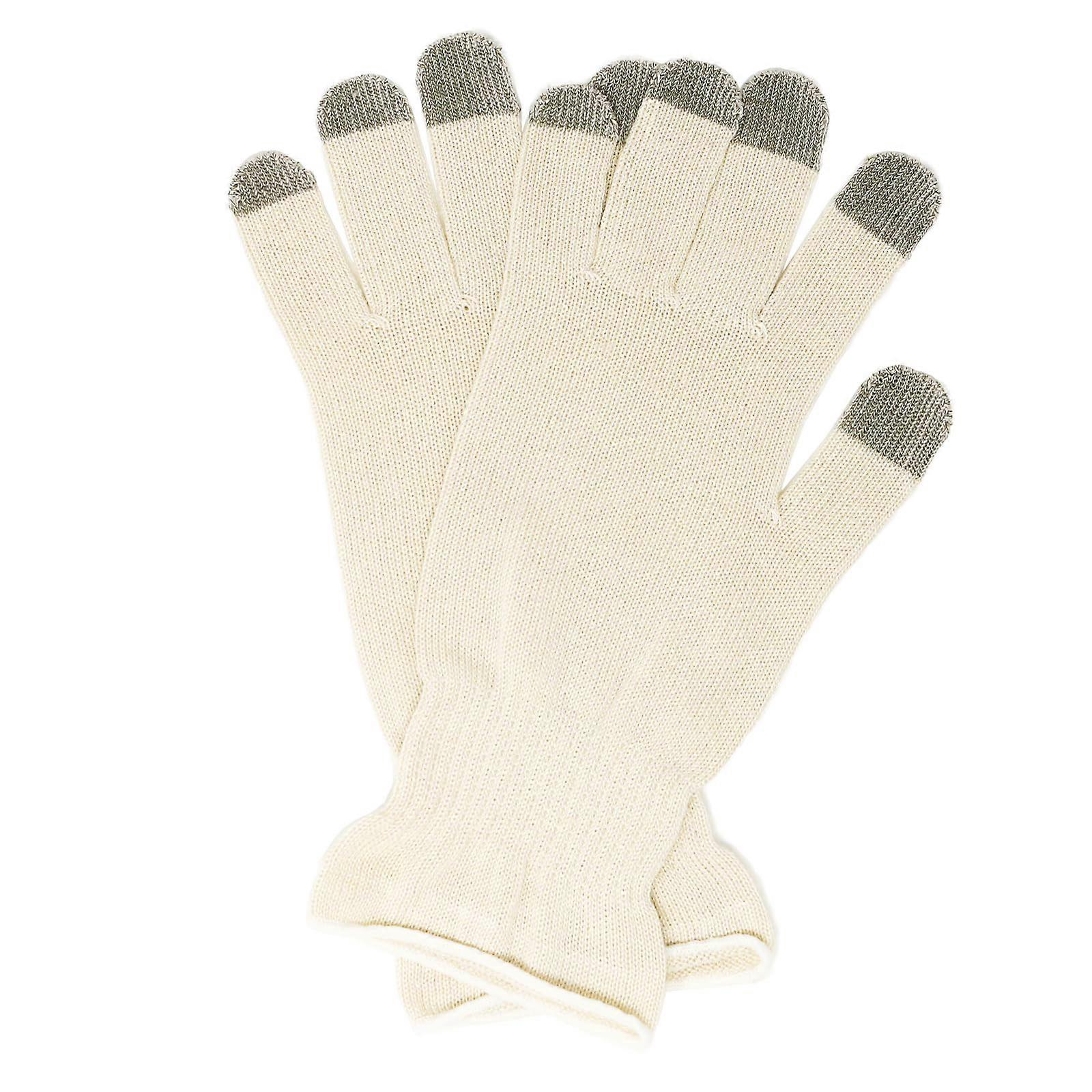 Moisturizing Silk Gloves for Dry Hands Overnight, Touchscreen Compatible, Small Ivory