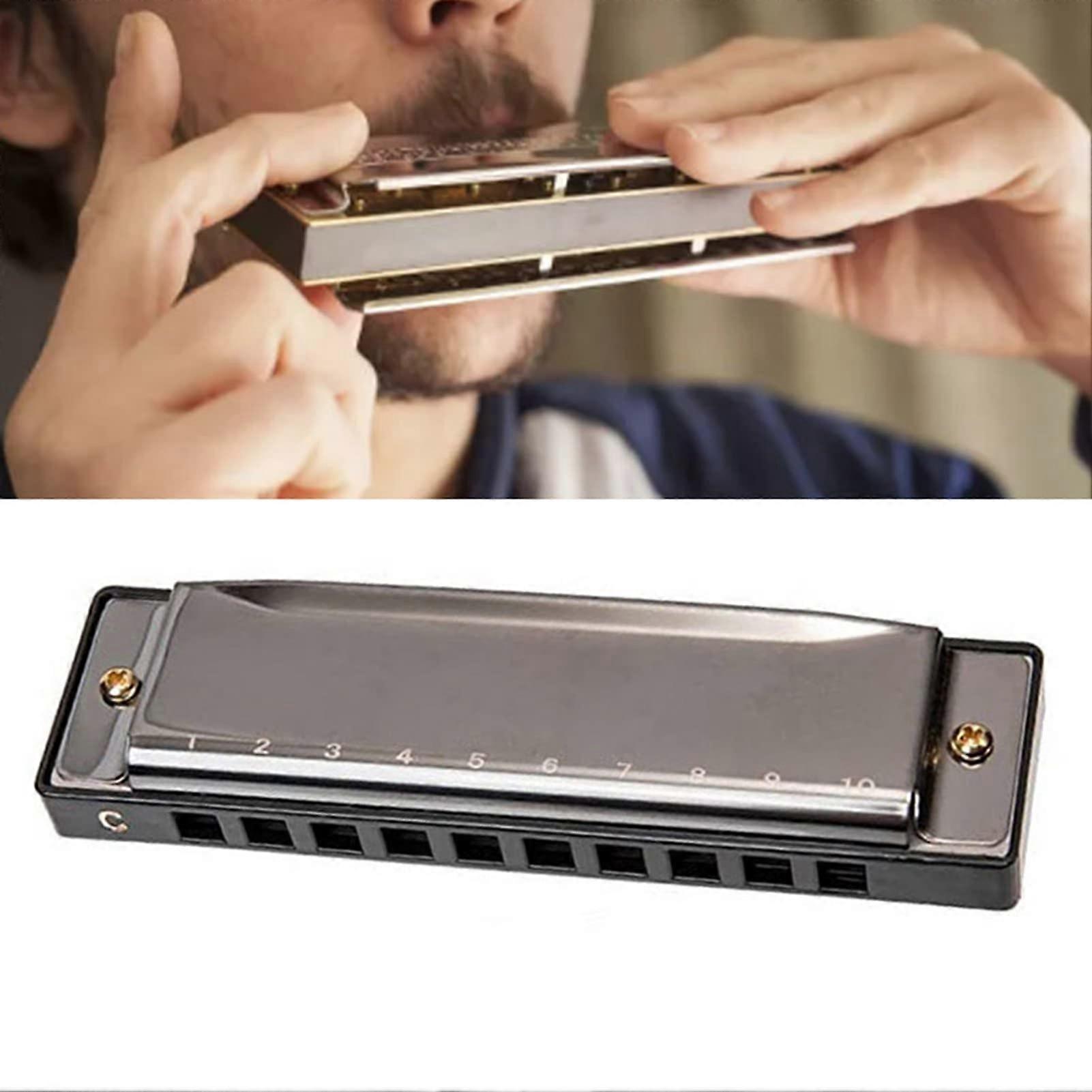C Key 10 Hole Harmonica with Durable Copper Reeds, Smooth Finish, BeginnerFriendly for Travel