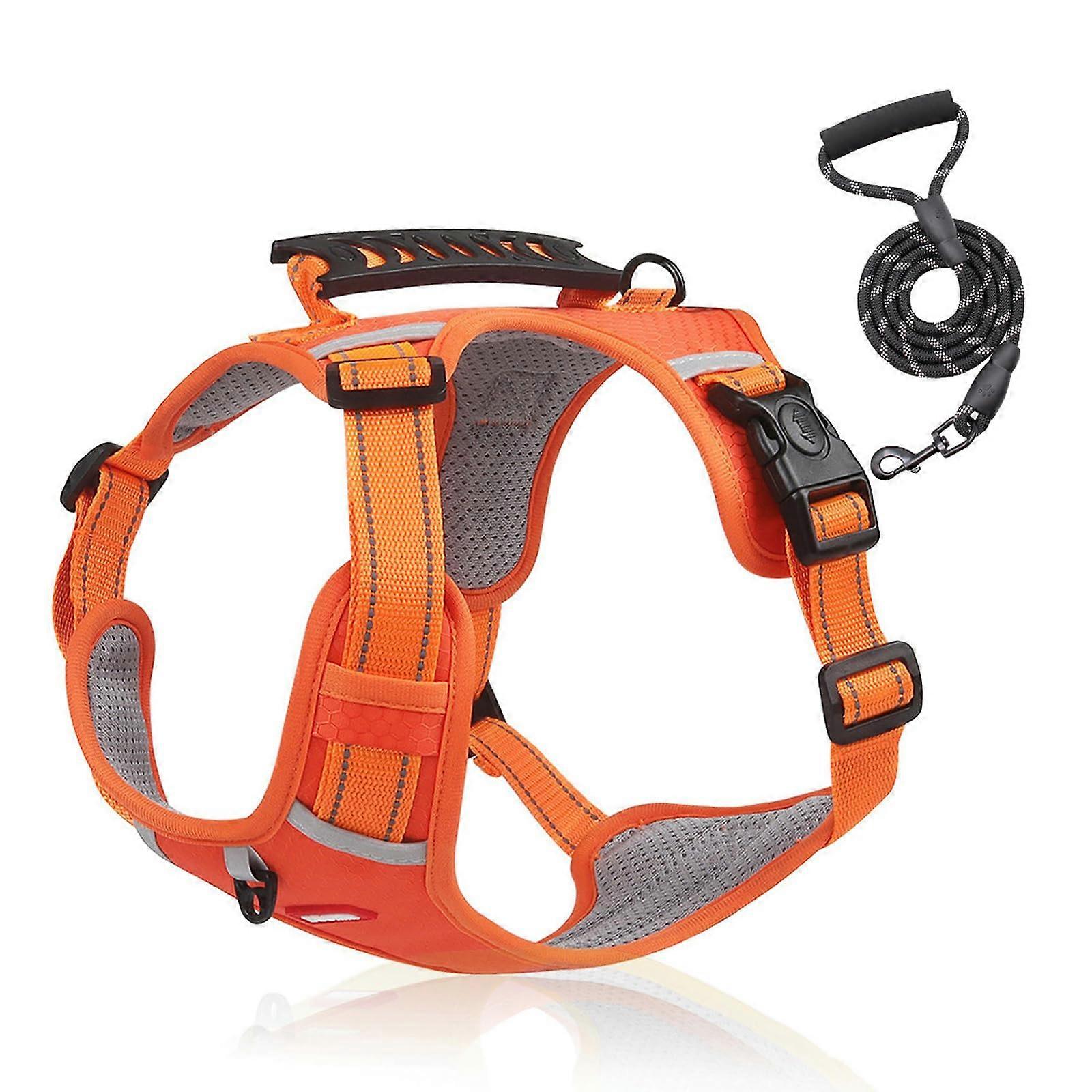 No Pull Dog Harness with Leash Set, Escape Proof Reflective Vest, Adjustable Breathable Mesh for Training Walking