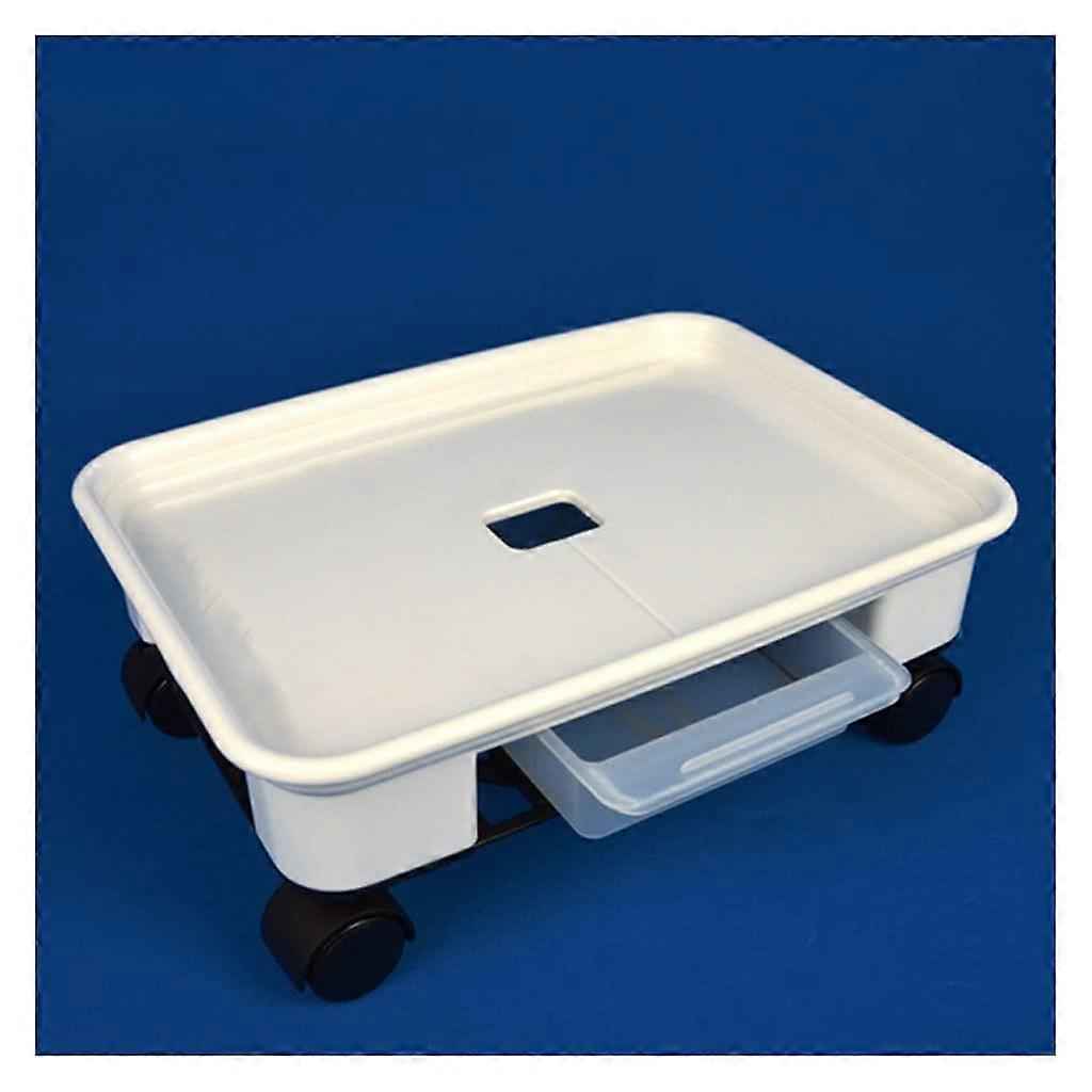 Small White Rectangular Plant Pot Tray with Wheels for Easy Mobility and Space Saving