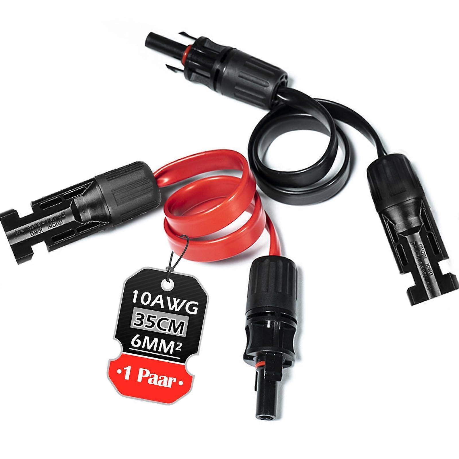 Solar Cable Window Feedthrough 6mm² Pair 35cm IP67 Waterproof Flat Connection for PV System