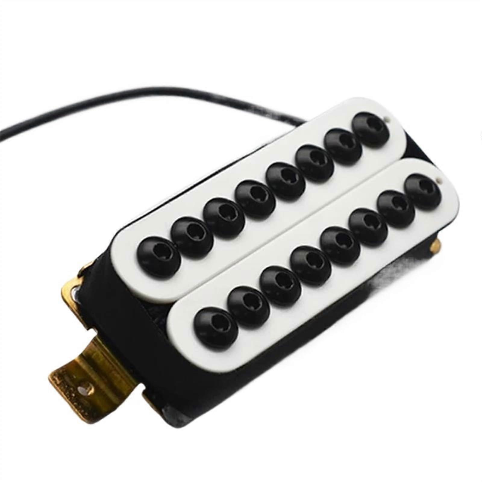 8 String Humbucker Pickup with Coil Splitting, Adjustable Pole Pieces, Clear Tone, White Bridge