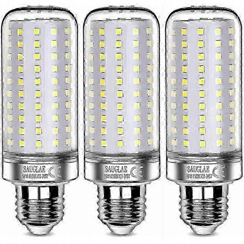 26W LED Bulbs, 200W Equivalent, 3000LM, 6000K Cool White, E27 Screw Base, 3-Pack [Energy Class E]