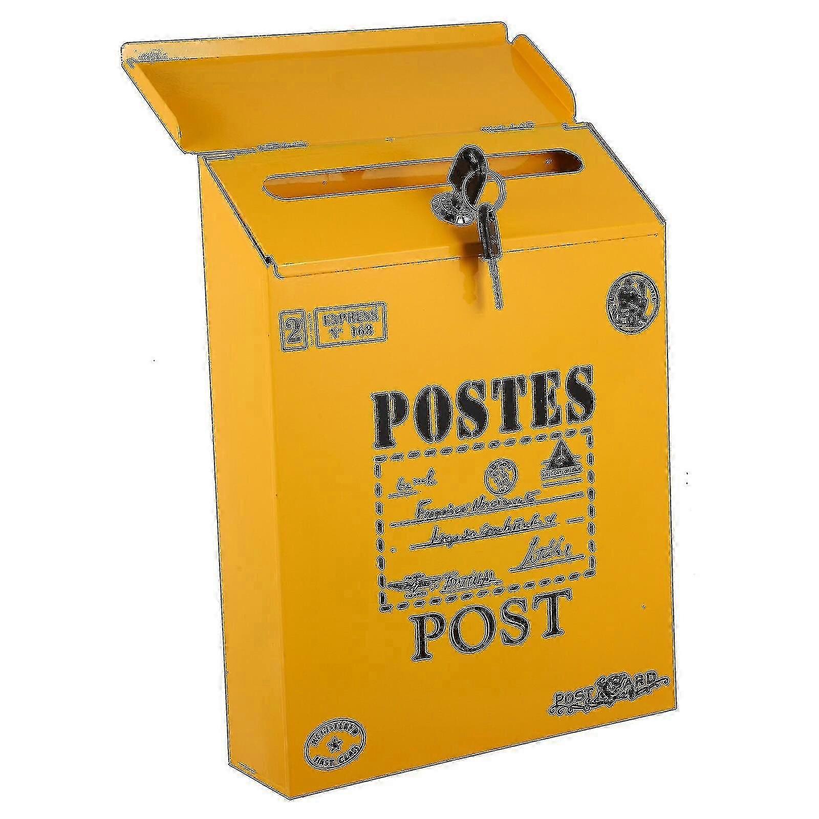 1 Pc Lock Mailbox Retro Letter Box Wall Mount Letter Box Newspaper Mailbox