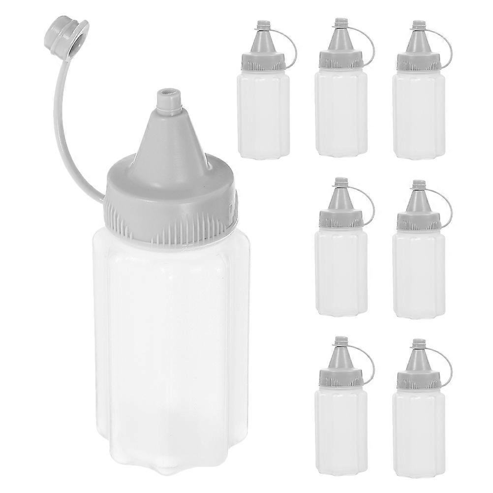 Reusable Kitchen Squeeze Bottles Grey Plastic Cooking Oil Bottle for 8Pcs Set