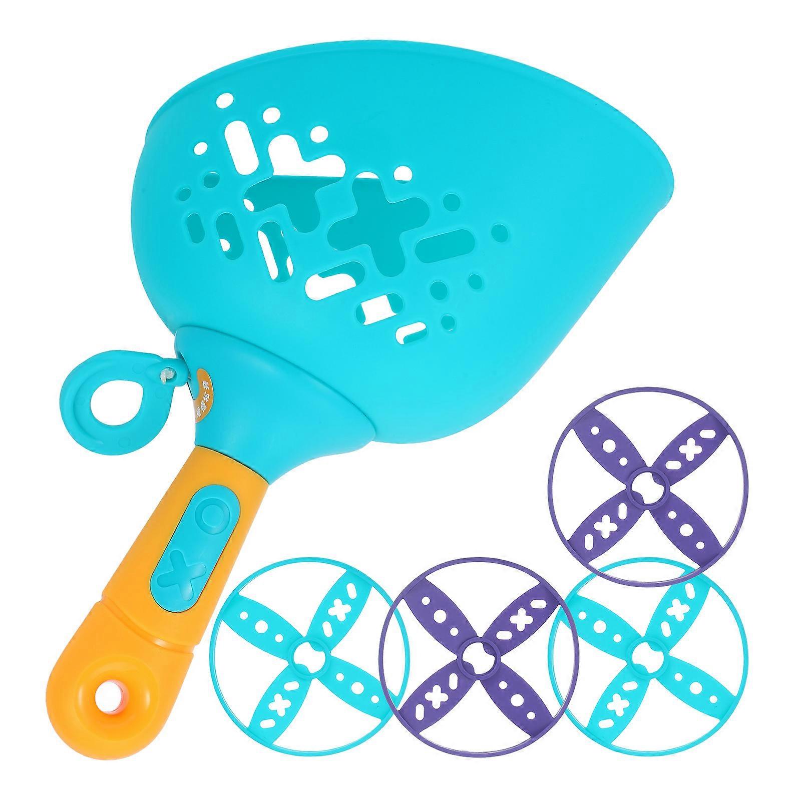 Interactive Flying Disc Toy Flying Disc Launcher for 4Sets Blue Kids