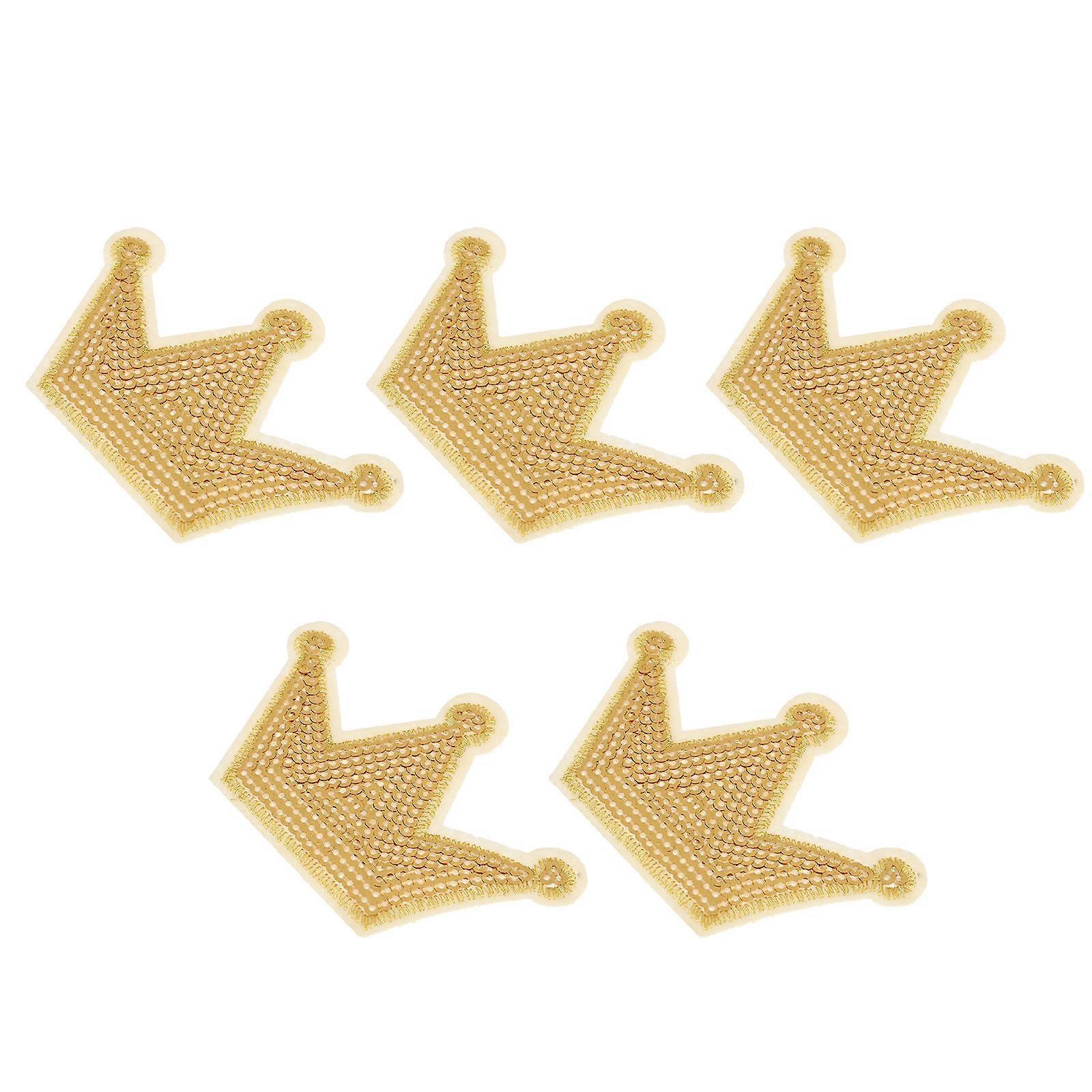 Sequin Appliques Gold Crown Sewing Patch for DIY 5Pcs Collection
