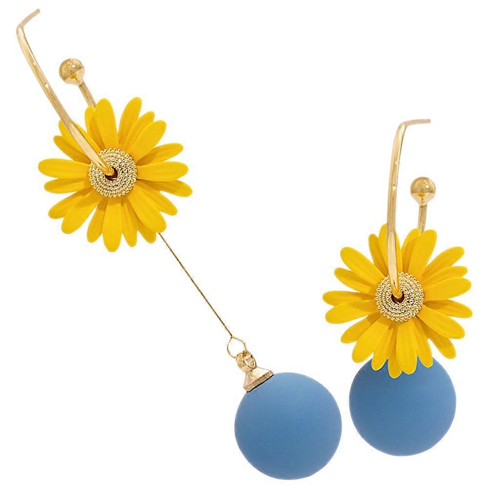 Flower Earrings for Decoration 1Pair Daisy Asymmetrical Dangle Alloy Multi