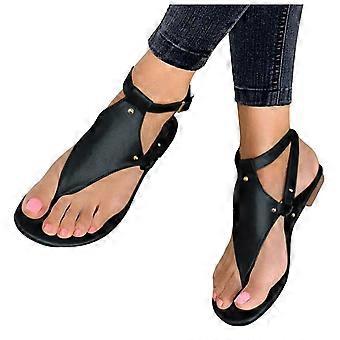 keusn thong ankle strap sandals sling-back sandals for women flat open toe sandals women‘s beach women's sandals black size 8