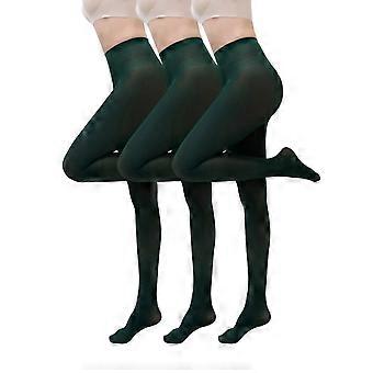 Feinstrumpfhosen für Damen, 3er-Pack, Größe L, weihnachtliche Bonbonfarben, einfarbige Strümpfe – Armeegrün, kompatibel mit allen Strumpfhosen-Stilen