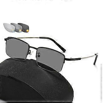 Lunettes de lecture +2.00 Verres photochromiques multifocaux noirs avec protection progressive anti-lumière bleue