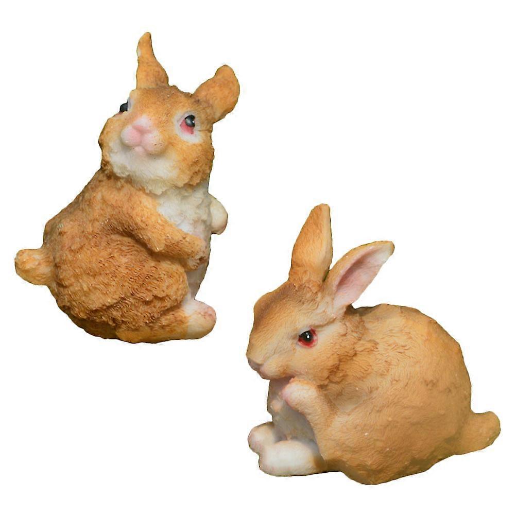Resin Rabbit Model Mini Rabbit Figurines for Decor 6Pcs Set