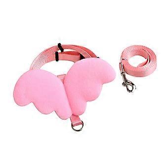 Pet Cat Leash Angel Wing Collar Strap for 3Pcs Pink Puppy Harness