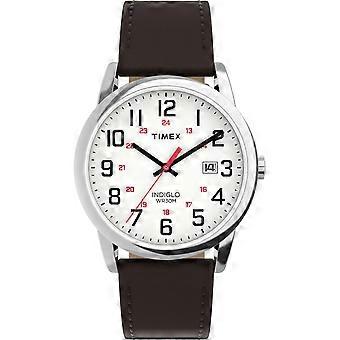 Timex Mens Easy Reader White Dial Leather Strap Watch TW2Y12600 | Acotis