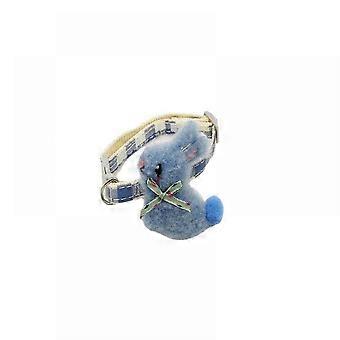Cat Collar with Doll Bunny, Adjustable Pet Decorative Collar with ABS Buckle, Blue