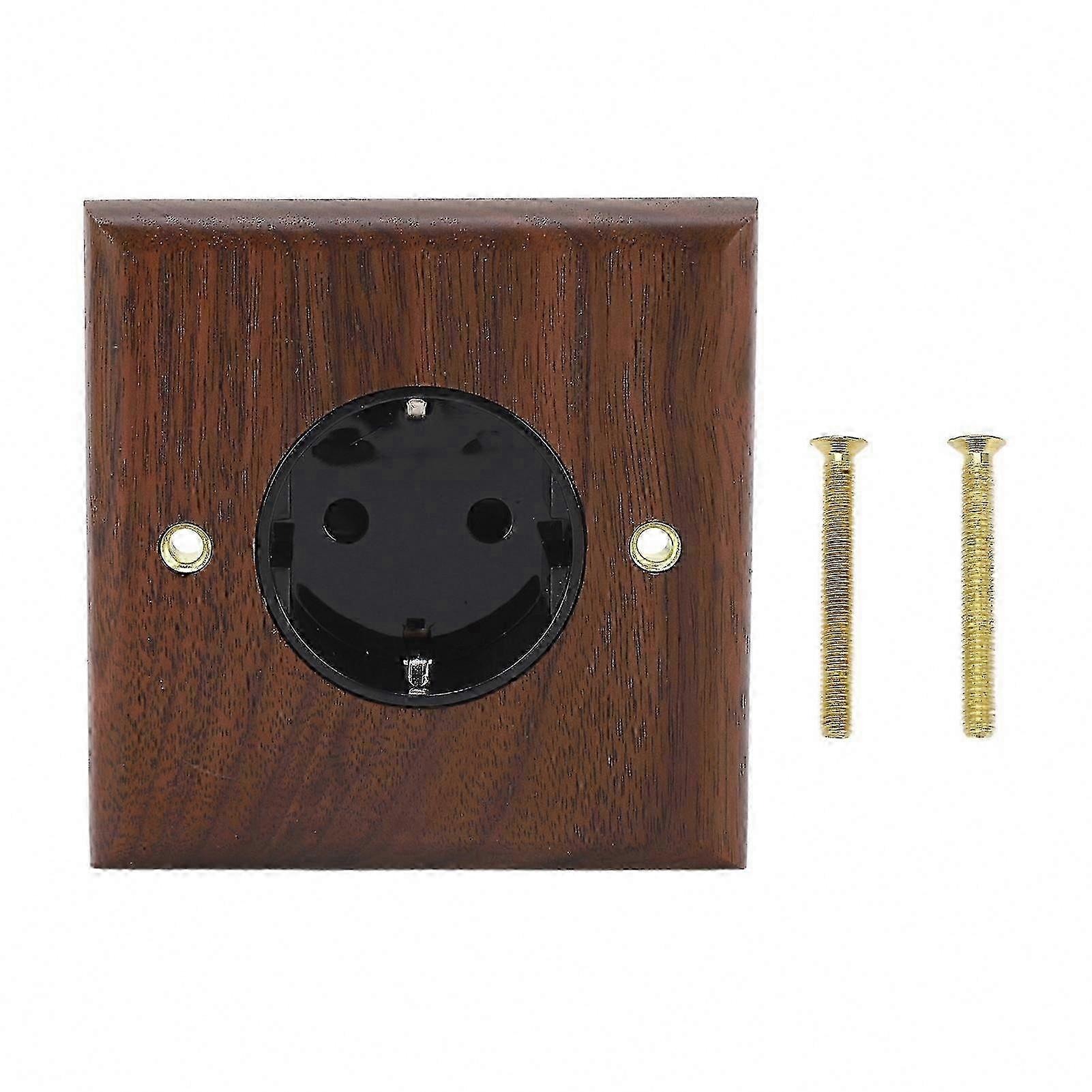 Black Walnut Retro Wall Outlet 16A Power Switch Socket Board