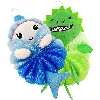 2 Sztuk Cartoon Prysznic Loofah Siatka Wanna Gąbka Prysznicowa Maluch Gąbka Do Ciała Dzieci Loofah