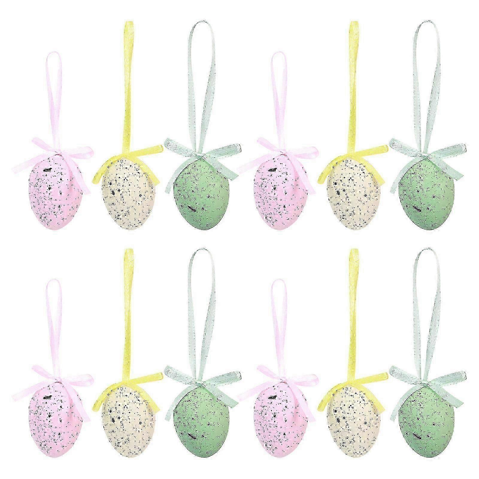 PDIN-24Pcs Easter Eggs Adornments Mini Easter Eggs Toys Easter Party Eggs Pendants