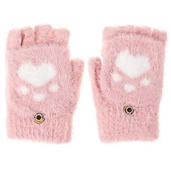 1 Pair Winter Gloves Women Warm Knitted Convertible Flipping Mittens Gloves