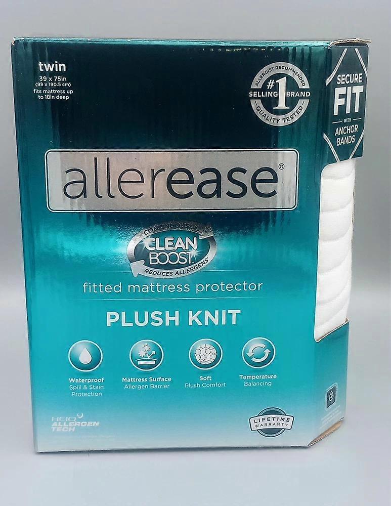 AllerEase Clean Boost Plush Knit Twin Mattress Protector Soft Waterproof NEW