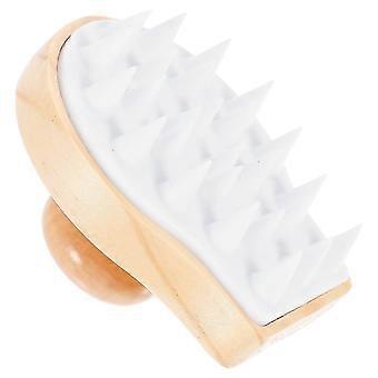 Silicone Wooden Handle Shampoo Brush for Scalp Massage